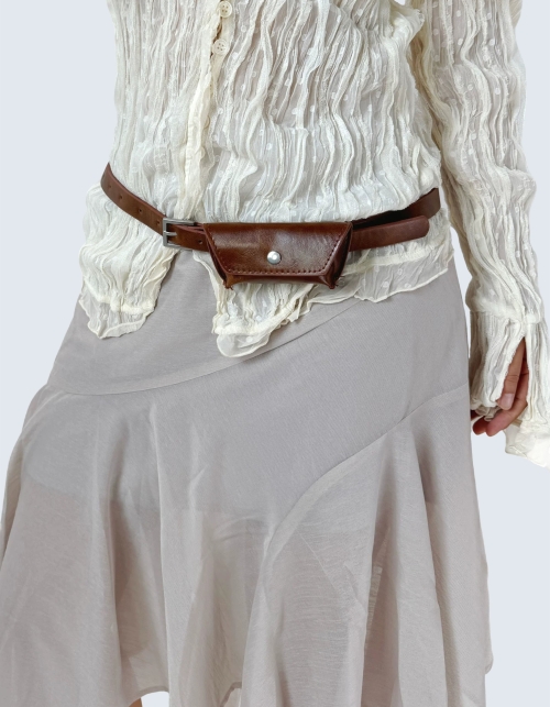 Slim Leather Pouch Belt