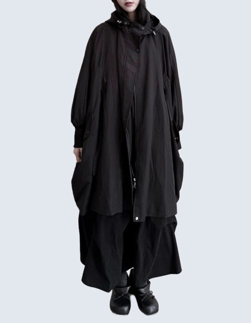 Oversized Drape Hood Parka