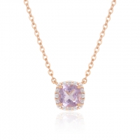 천연 라벤더 자수정 플루스 목걸이