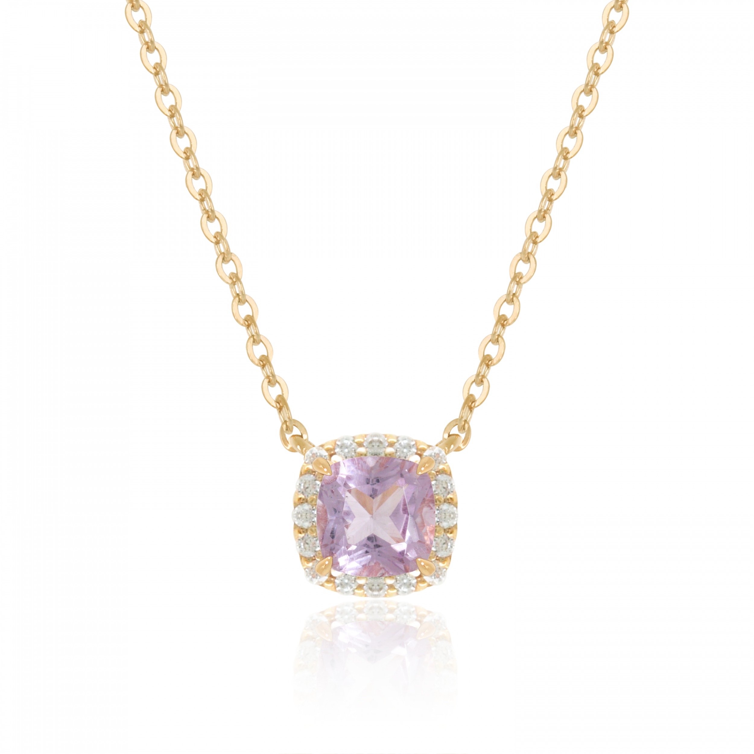 천연 라벤더 자수정 플루스 목걸이