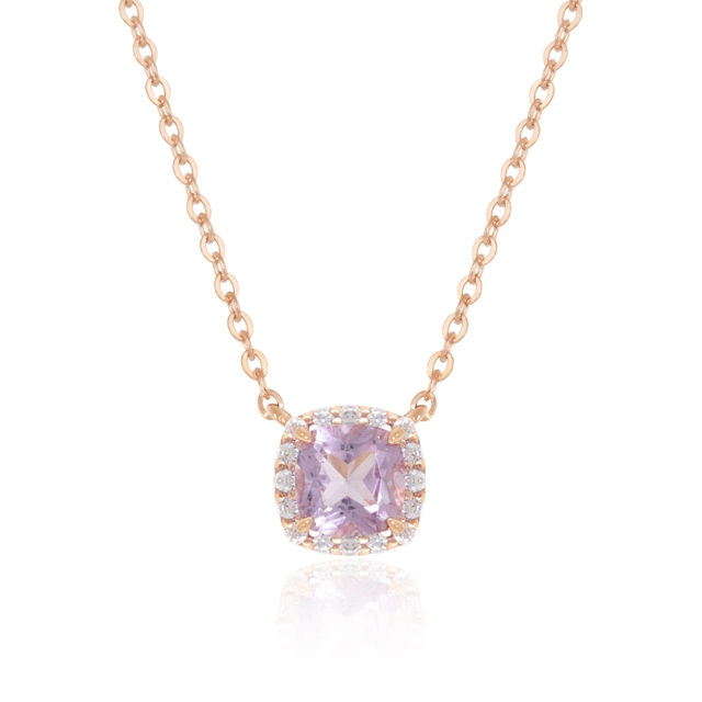 천연 라벤더 자수정 플루스 목걸이