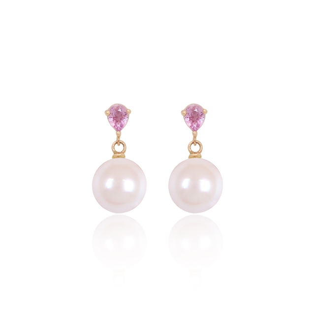 아코야 진주 & 천연 사파이어 로시오 드롭 귀걸이