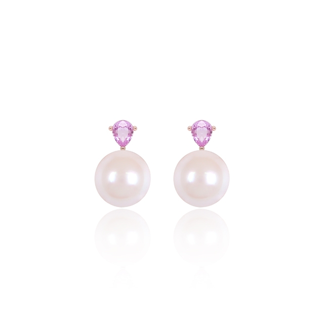 아코야 진주 & 천연 사파이어 로시오 귀걸이