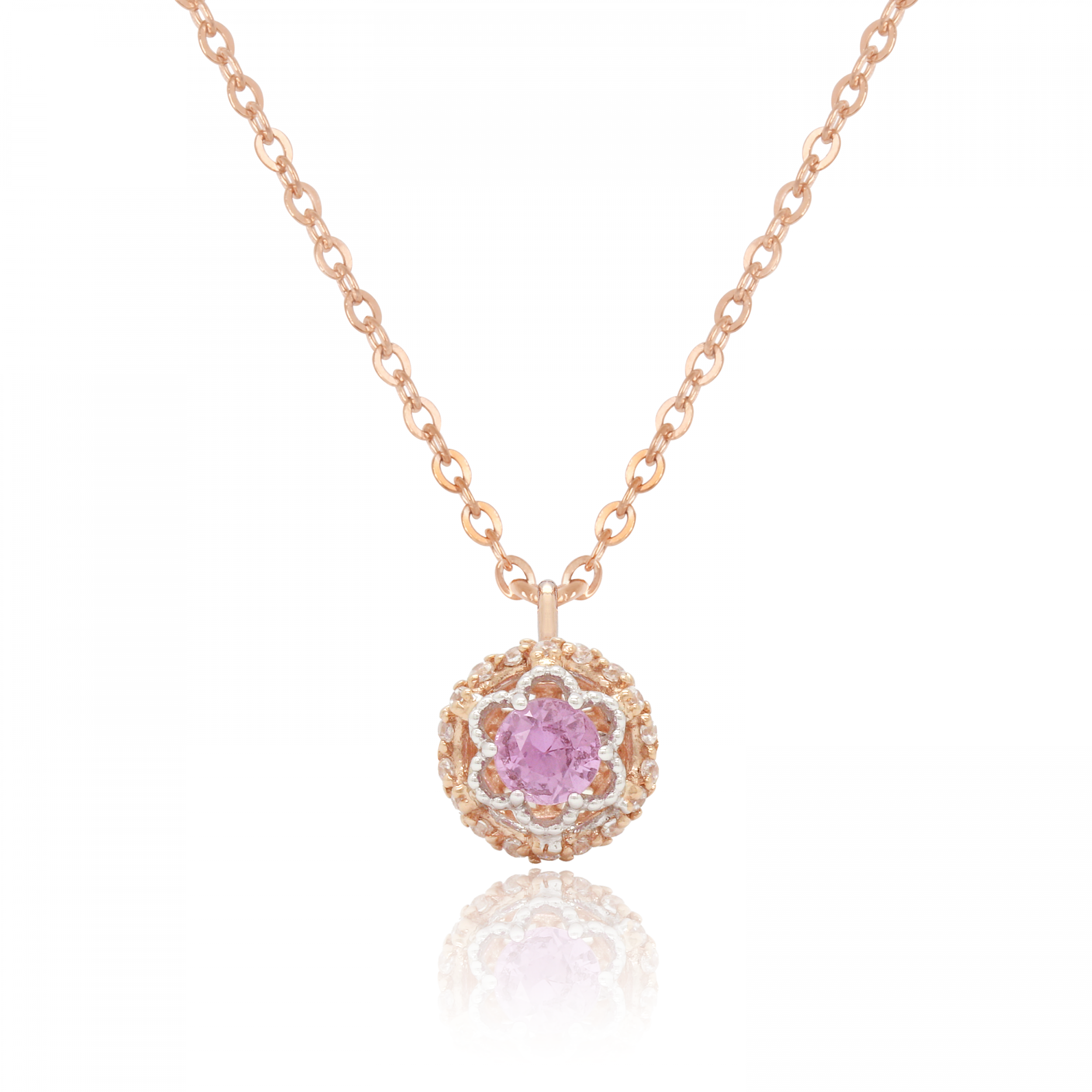 [당일발송] 천연 핑크 사파이어 베시카 목걸이 14K핑크골드 기성사이즈(42cm)