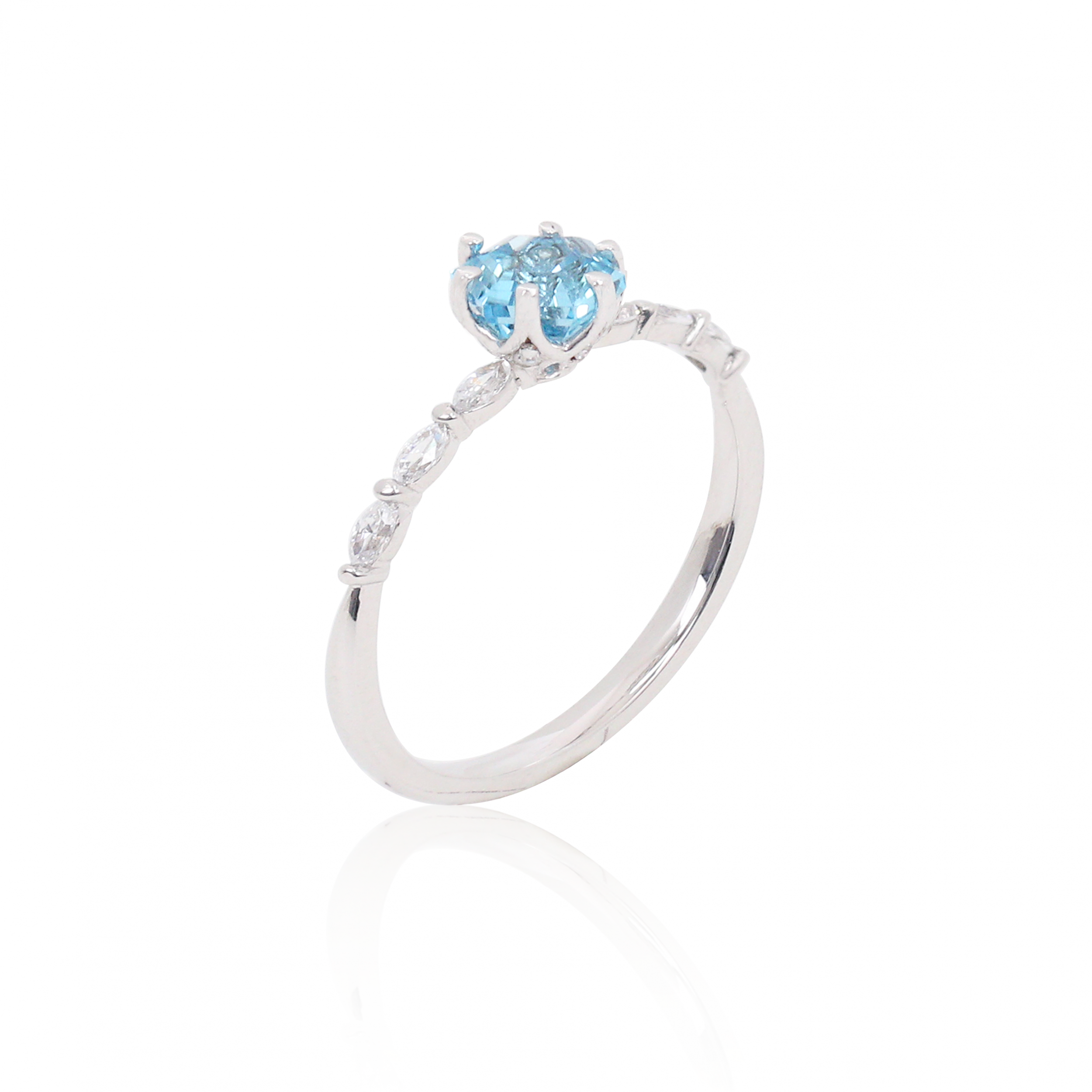 천연 스위스 블루 토파즈 론디네 반지