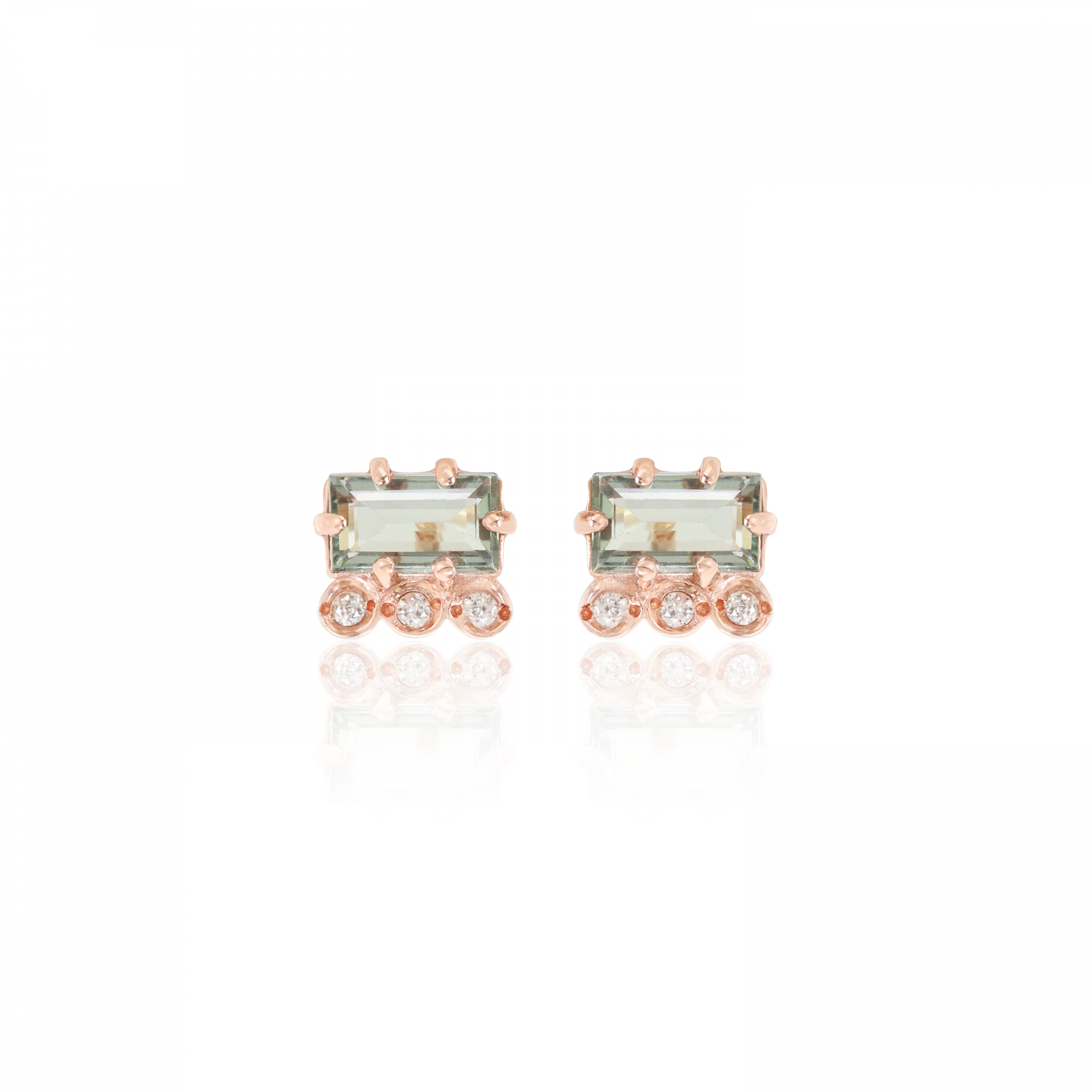 [당일발송] 천연 그린 사파이어 세콰이어 귀걸이 14K핑크골드