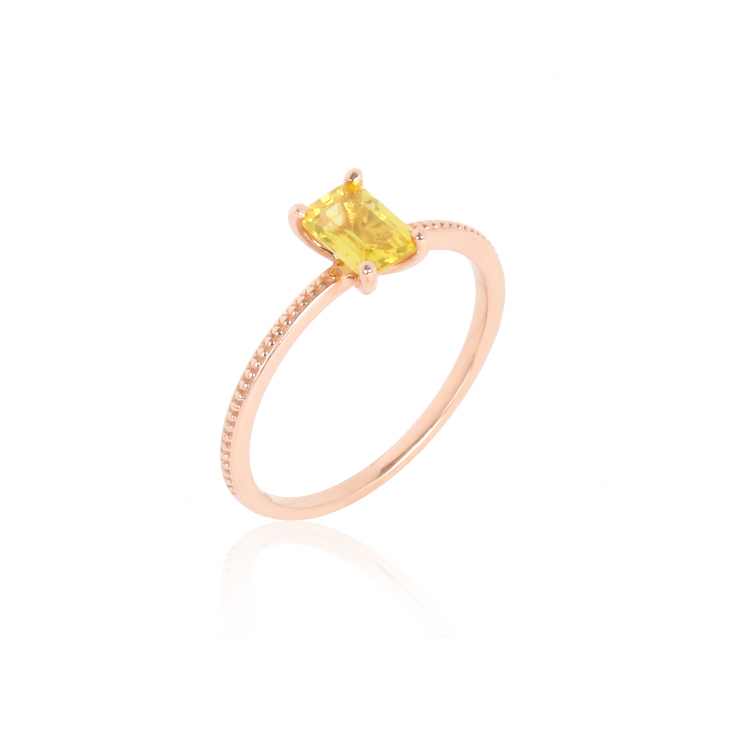 [당일발송] 천연 옐로우 사파이어 칸토 반지 14K핑크골드 11호