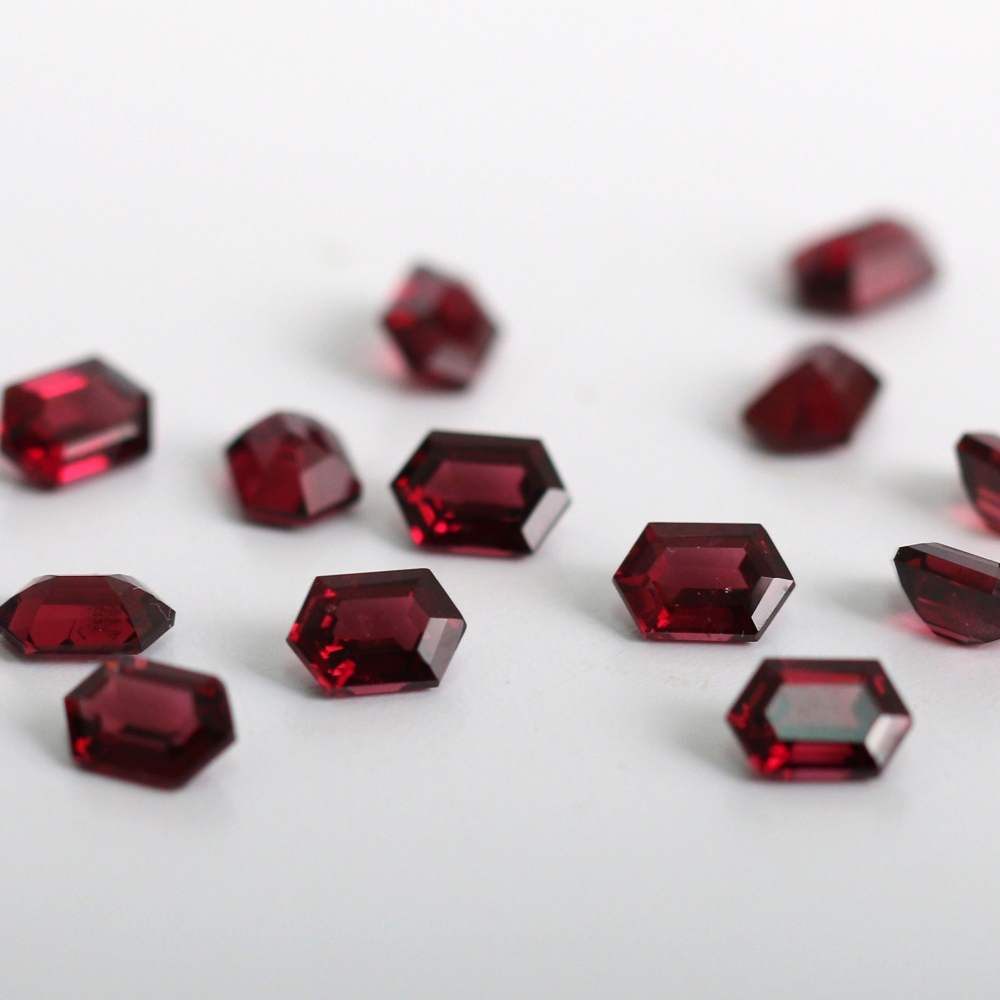 천연 가넷 나석 원석 6x4mm 헥사고날 팬시컷 Garnet 1월탄생석