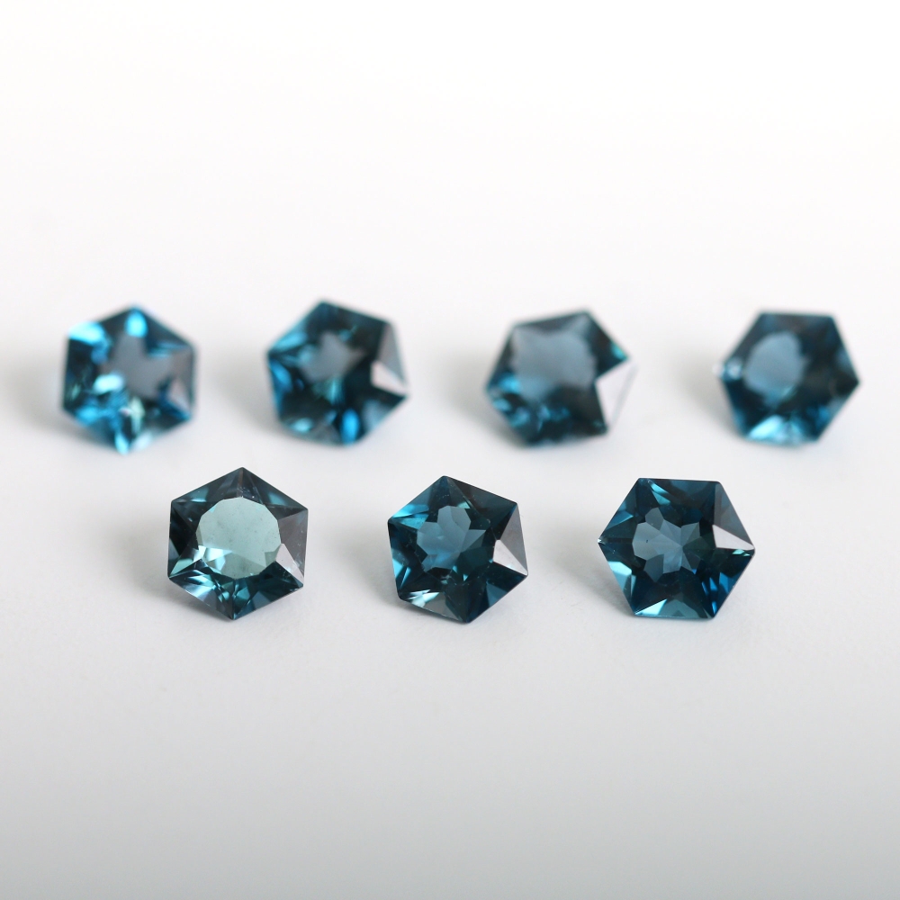 천연 런던블루토파즈 나석 원석 5mm, 6mm 헥사고날컷 Topaz 11월탄생석