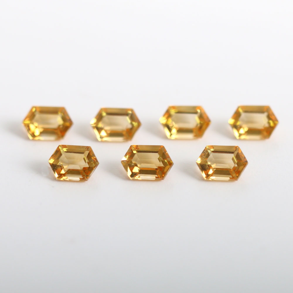 천연 황수정 나석 원석 6x4mm 헥사고날 팬시컷 Citrine 11월탄생석