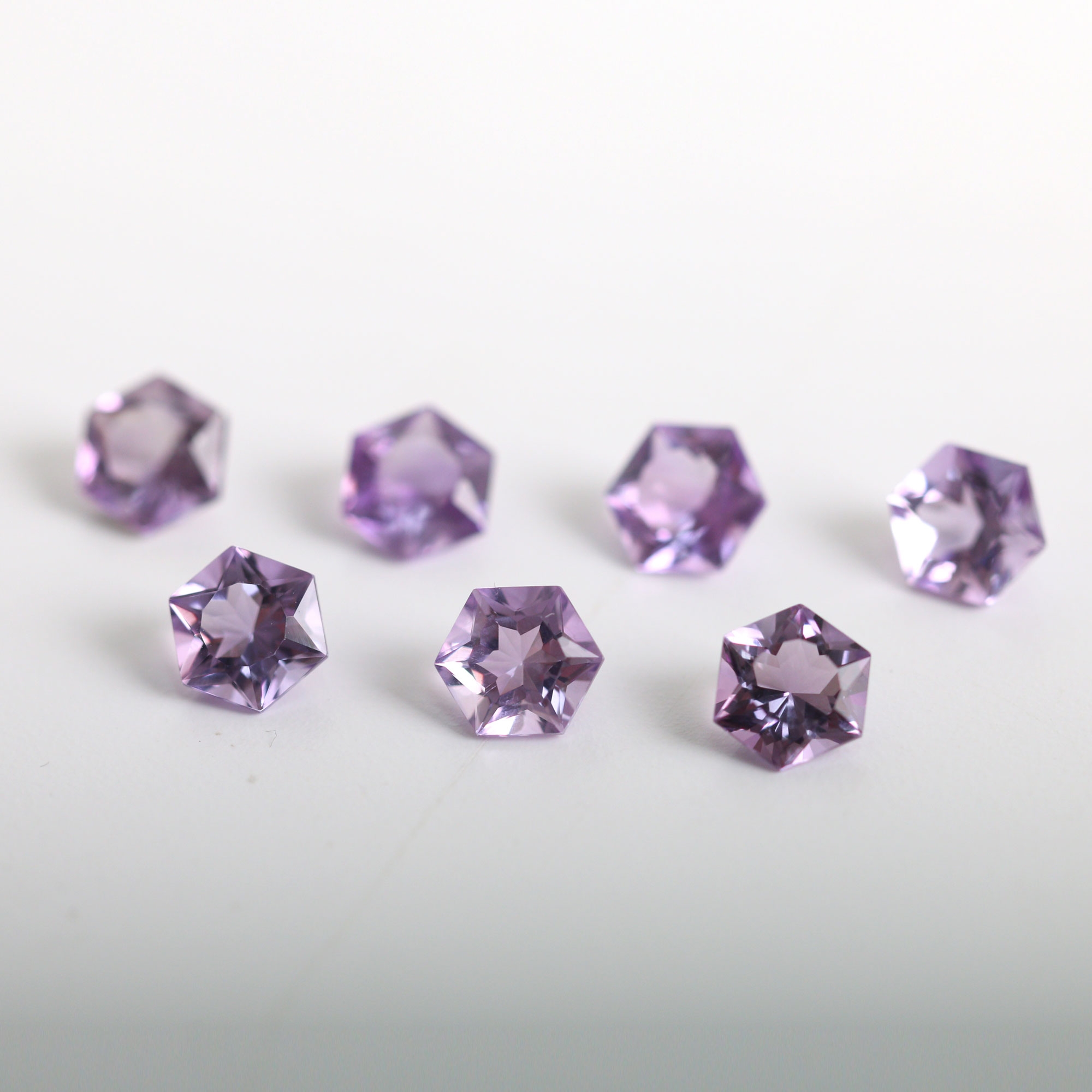 천연 자수정 나석 원석 5mm, 6mm 헥사고날컷 Amethyst 2월탄생석