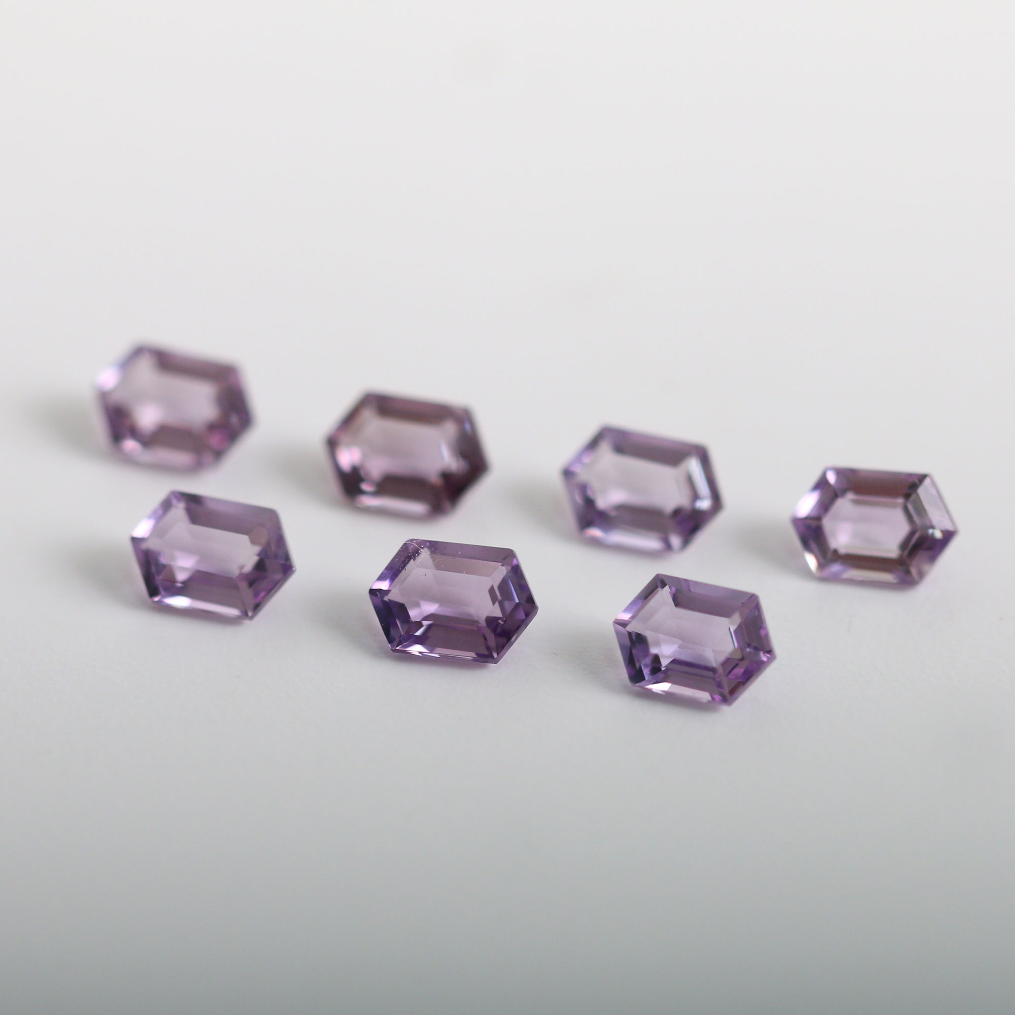 천연 자수정 나석 원석 6x4mm 헥사고날 팬시컷 Amethyst 2월탄생석