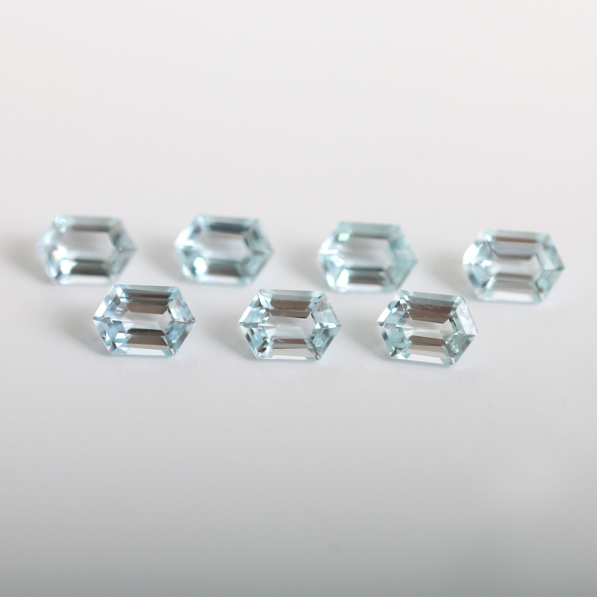 천연 아쿠아마린 나석 원석 6x4mm 헥사고날 팬시컷 Aquamarine 3월탄생석