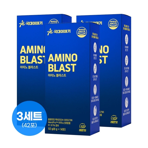 국대이야기 아미노블라스트 BCAA 운동 회복 아미노산 분말 8g, 42개 [원산지:상세설명에 표시]