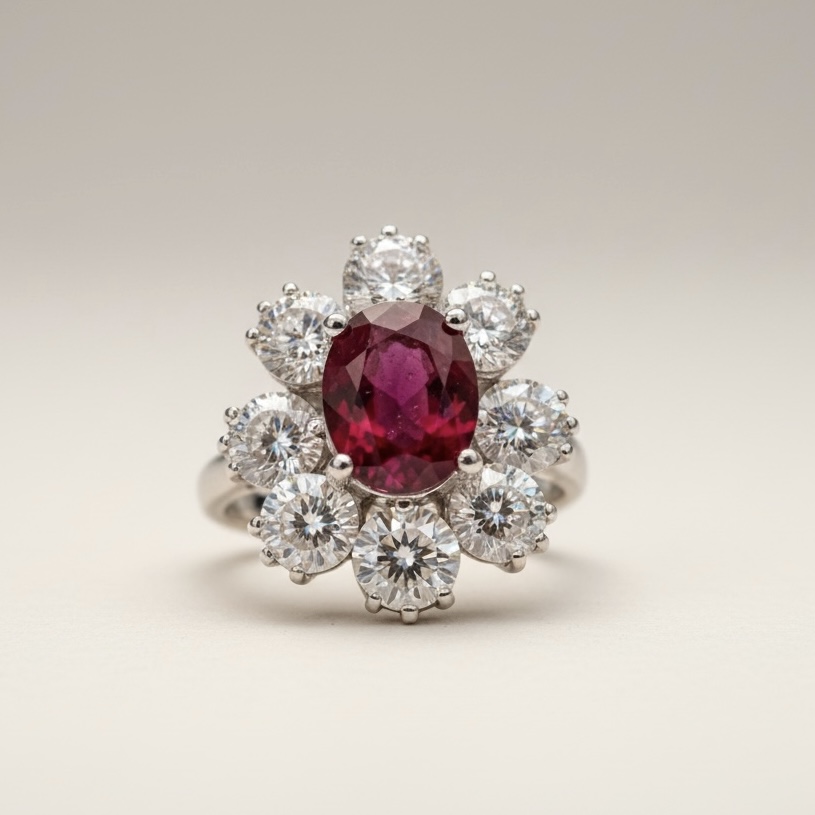 루비 컬러 크리스탈링 (Ruby Color Crystal Ring) _Silver 925