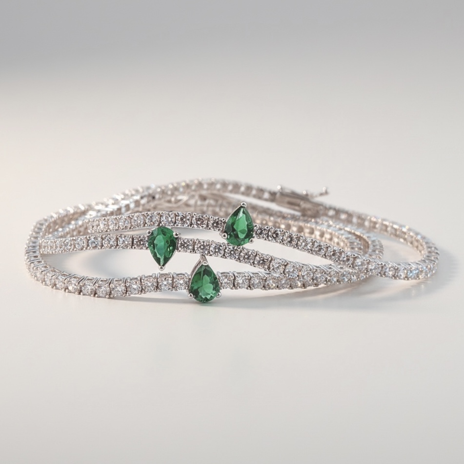 7링테니스 그린 물방울 쉐입 Bracelet
