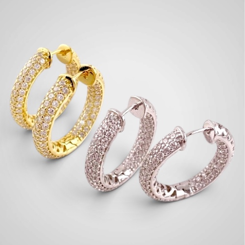 Pave setting  Hoop  Earring (파베셋팅 후프 이어링)_Silver925