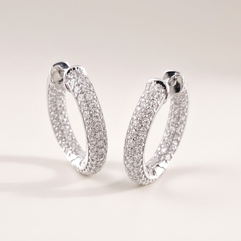 Pave setting  Hoop  Earring (파베셋팅 후프 이어링)_Silver925