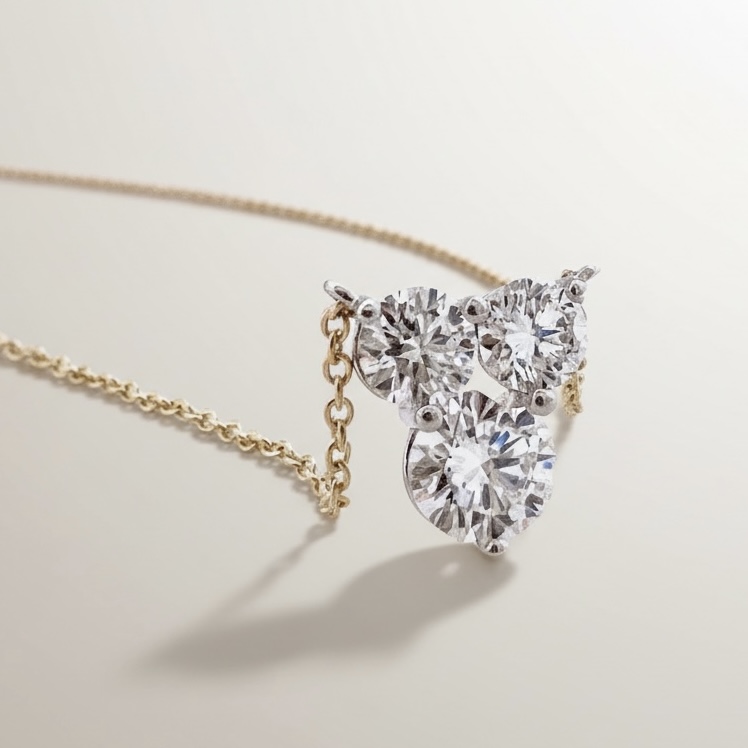 Triple Lab Grown Diamond Necklace (트리플 랩 그로운 다이아몬드 네크리스)_K18 Gold