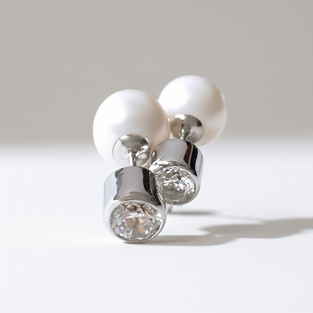 Two Way Pearl Piercing (투웨이 진주 피어싱)_Silver925