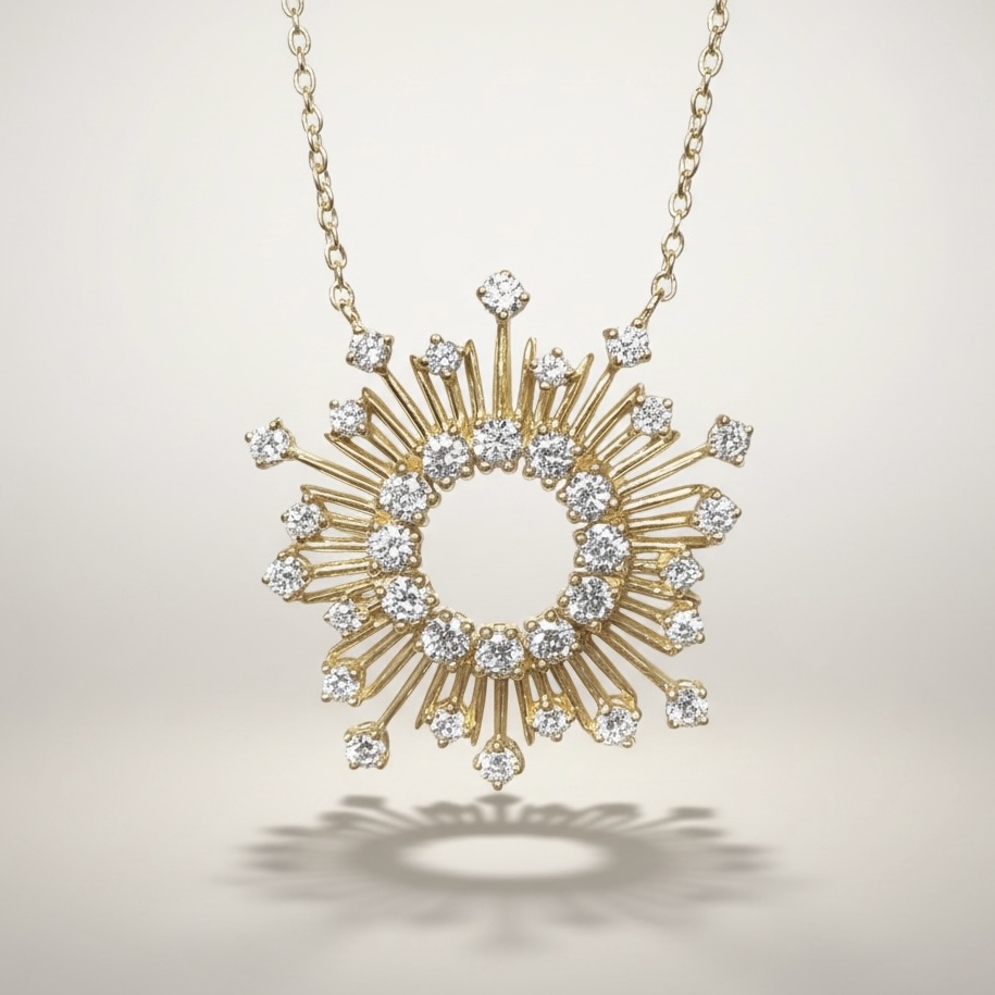 Sunburst LAB Diamond Necklace (선버스트 랩 다이아몬드 네크리스) _ K14 Gold