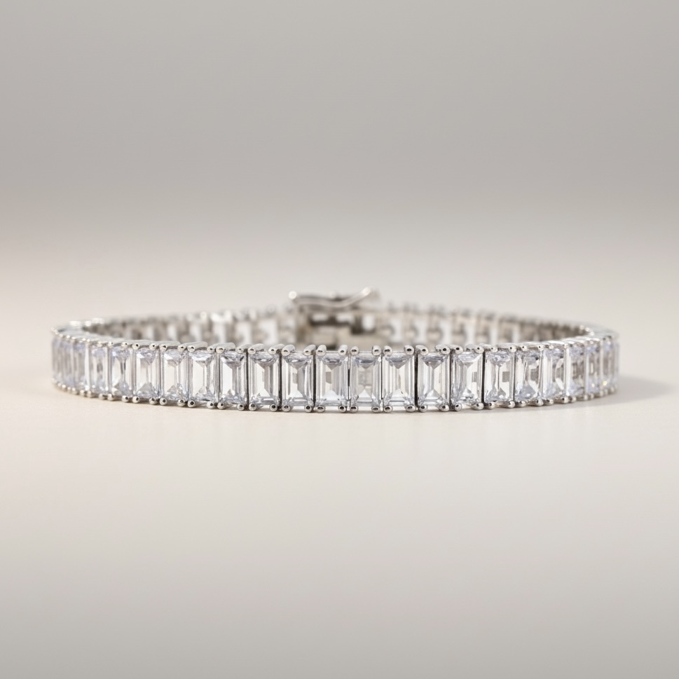 Step Cut Tennis Bracelet (스텝컷 테니스 브레이슬릿)_Silver925