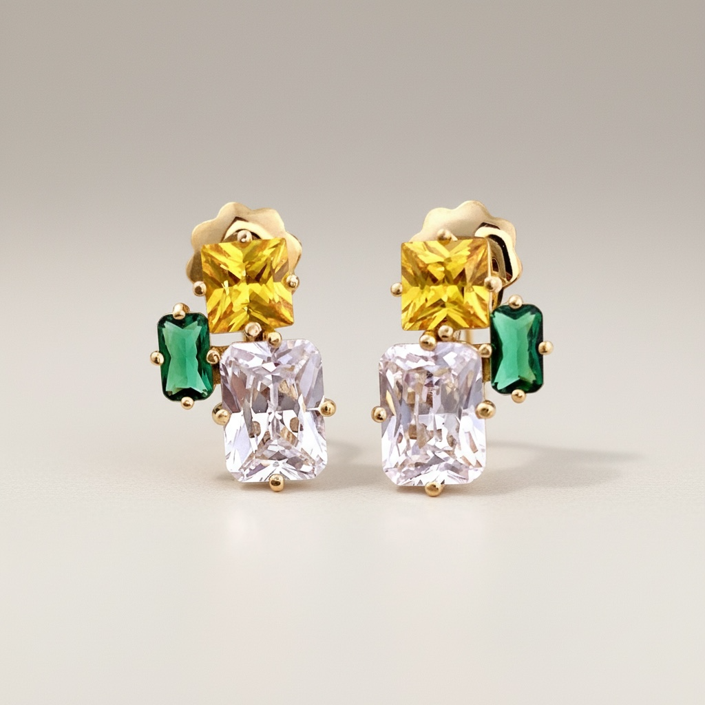 Mini Square Color Earring (미니 스퀘어  컬러 이어링)_Silver925