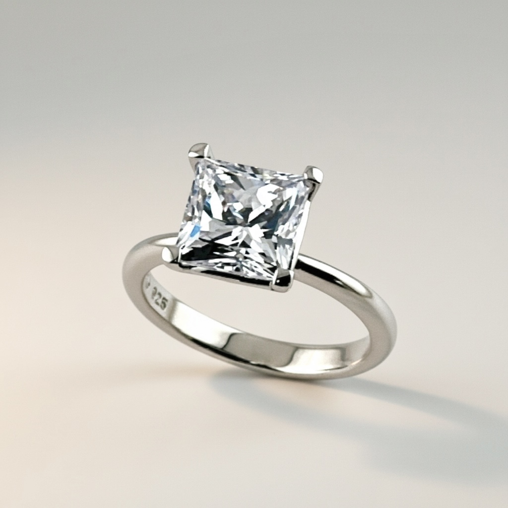 Princess Cut Solitaire Ring  (프린세스컷 솔리테어링)_Silver925