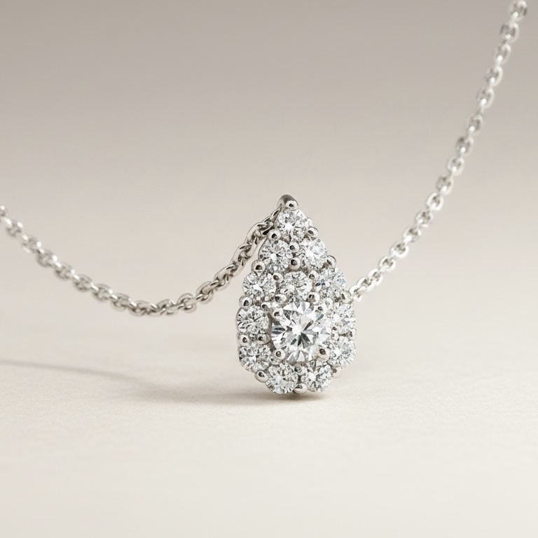 Pear Shape Lab Grown Diamond Necklace (페어쉐입 랩그로운 다이아몬드 네크리스)_Silver925