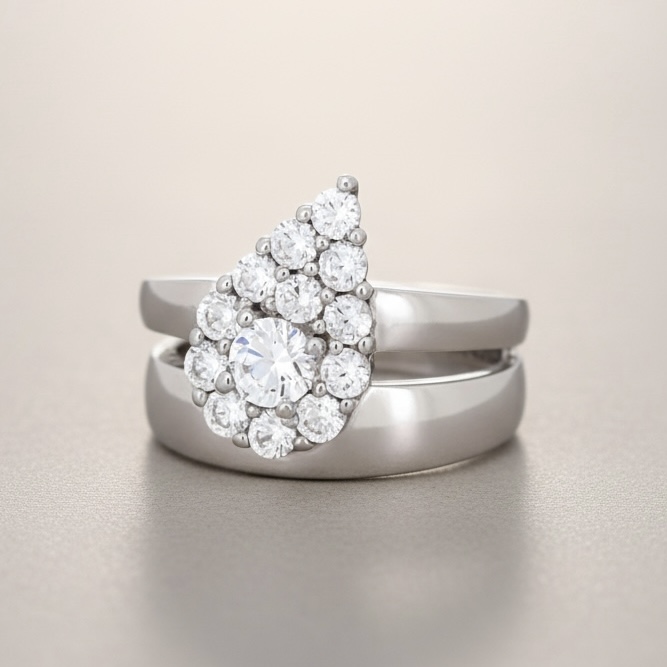 Pear Shape Lab Grown Diamond Double Ring (페어쉐입 랩그로운 다이아몬드 더블링)_Silver925