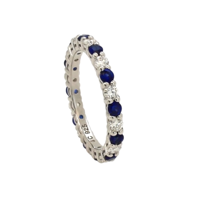 Lab Grown Diamond & B.Sapphire Lab Grown One By One Fullsetting Ring