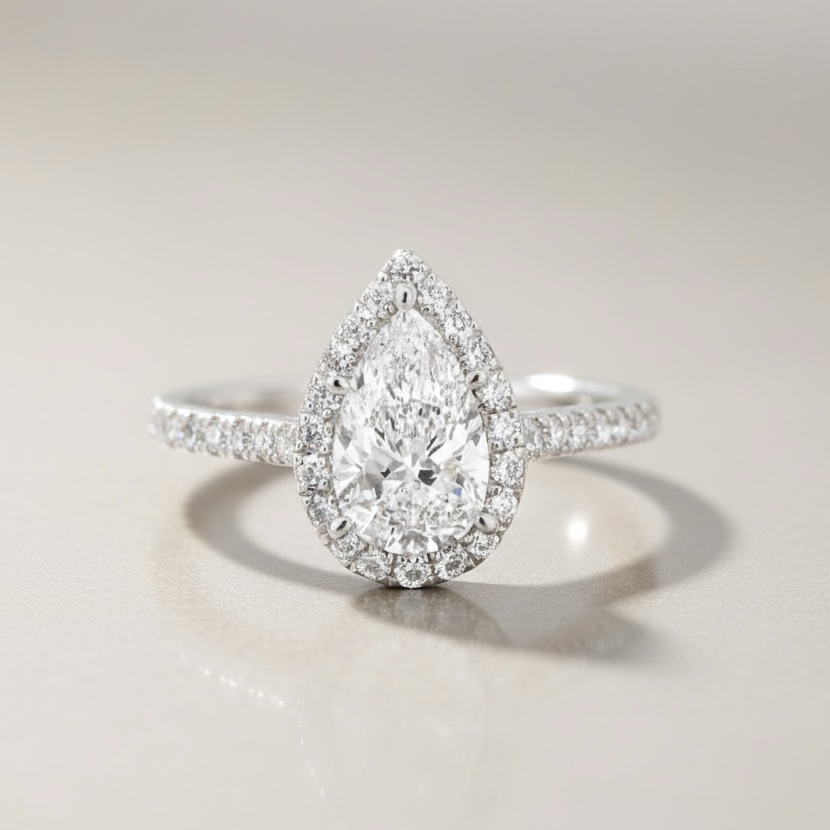 1.06ct 페어컷 랩다이아몬드반지_(K14 White Gold)_1ct PEAR CUT LAB GROWN DIAMOND RING