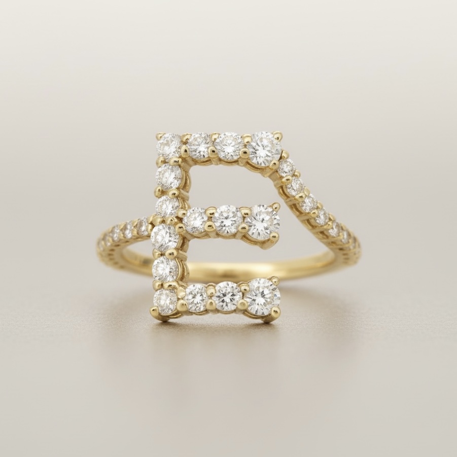SIGNATURE INITIAL DIAMOND RING_ K14GOLD