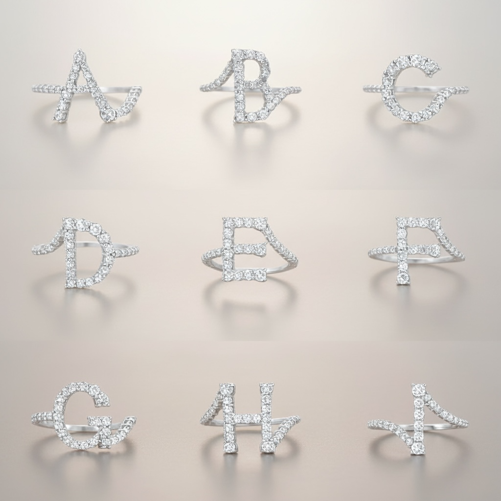 SIGNATURE INITIAL DIAMOND RING_ K14GOLD