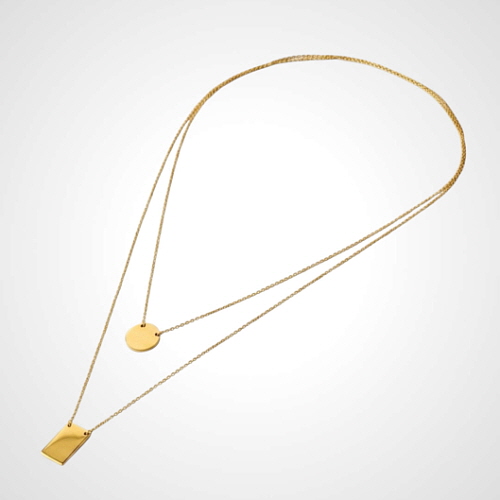 Dual Shape Long Necklace(듀얼 쉐입 롱 네크리스)_K14Gold