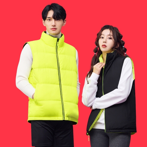 양면패딩조끼 형광노랑X블랙