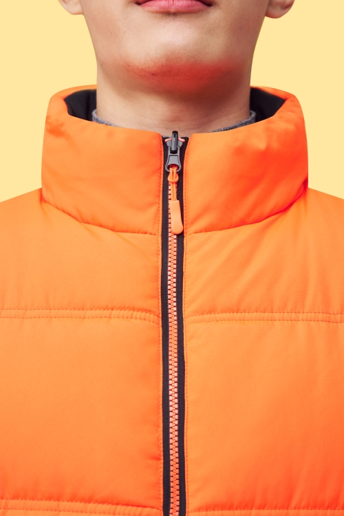 양면패딩조끼 형광오렌지X블랙