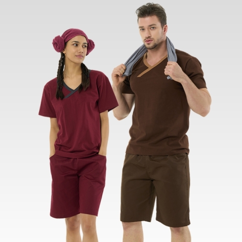 119-127 찜질복 사우나 찜질방옷 20수 반팔 상하세트