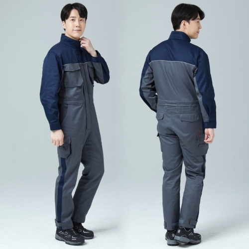 SJ-2 춘하 일체형 작업복 정비복 반사파이핑 단체 근무복