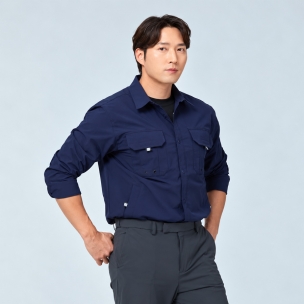 A-2535 경량 스판 셔츠형 점퍼 네이비 춘하 작업복 단체복