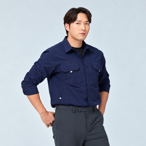 A-2535 경량 스판 셔츠형 점퍼 네이비 춘하 작업복 단체복