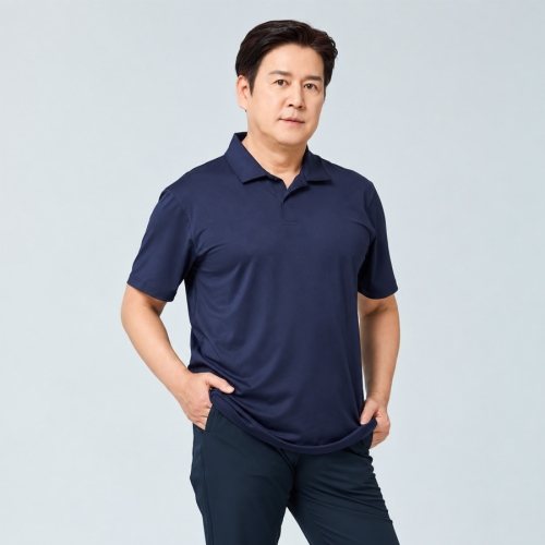 T-251 UV차단 스판 반팔 카라티 네이비 여름 단체복 근무복