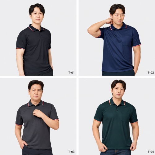 T-01~T-04 쿨에버 냉감 반팔 카라티 4컬러 여름 단체복 근무복