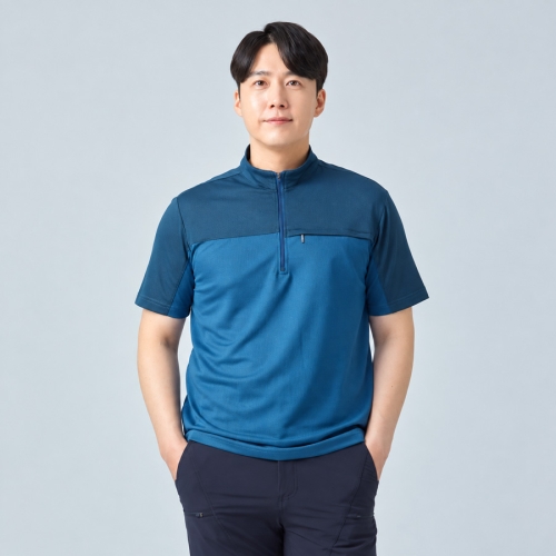 T-155 T-156 사각 체크 투톤 반팔 카라티 여름 작업복 단체복