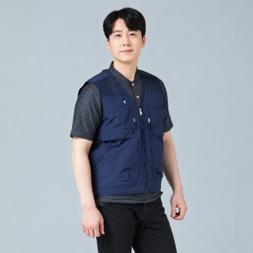 V-705 V-706 나일론 타스란 작업조끼 어깨패딩 다용도 포켓 단체복