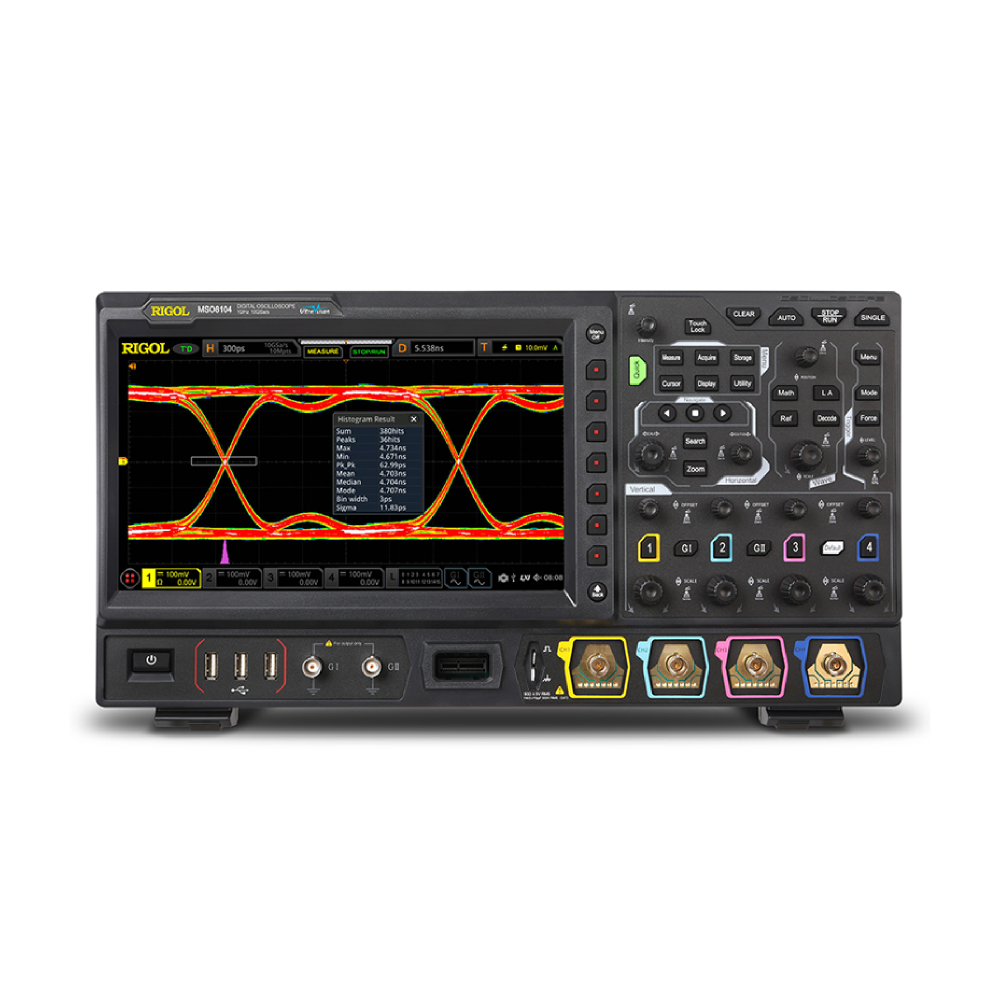 MSO8104 | 리골 MSO8000 시리즈 | 오실로스코프 | Rigol | 1GHz | 4+16CH (옵션) | 10GSa/s | 500Mpts | 내장신호소스 (옵션)