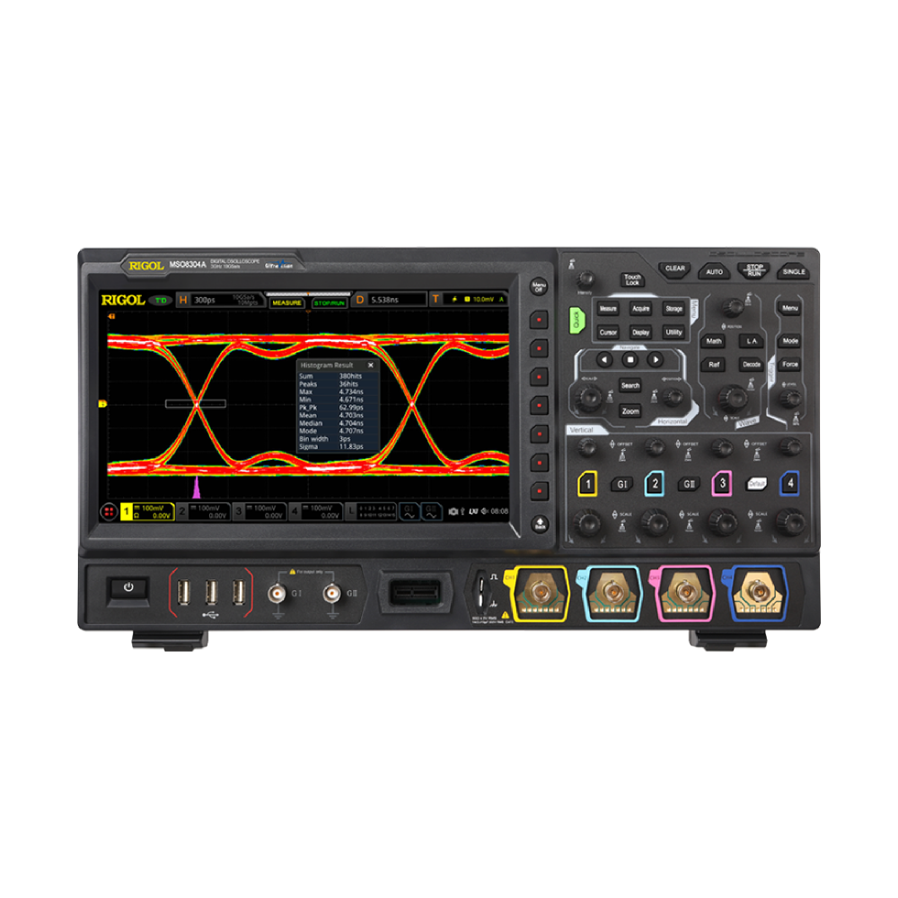MSO8154A | 리골 MSO8000A 시리즈 | 오실로스코프 | Rigol | 1.5GHz | 4+16CH (옵션) | 10GSa/s | 500Mpts | 내장신호소스 (옵션)