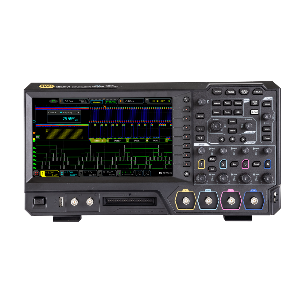 MSO5104 | 리골 MSO5000 시리즈 | 오실로스코프 | Rigol | 100MHz | 4+16CH | 8GSa/s | 200Mpts (옵션) | 내장신호소스 (옵션)