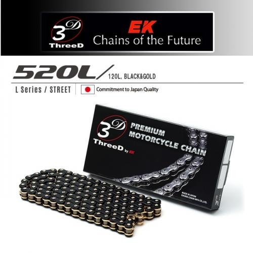 EK체인 520 NX-Ring 3D LUXE 체인 750cc급 520L-120L-블랙골드