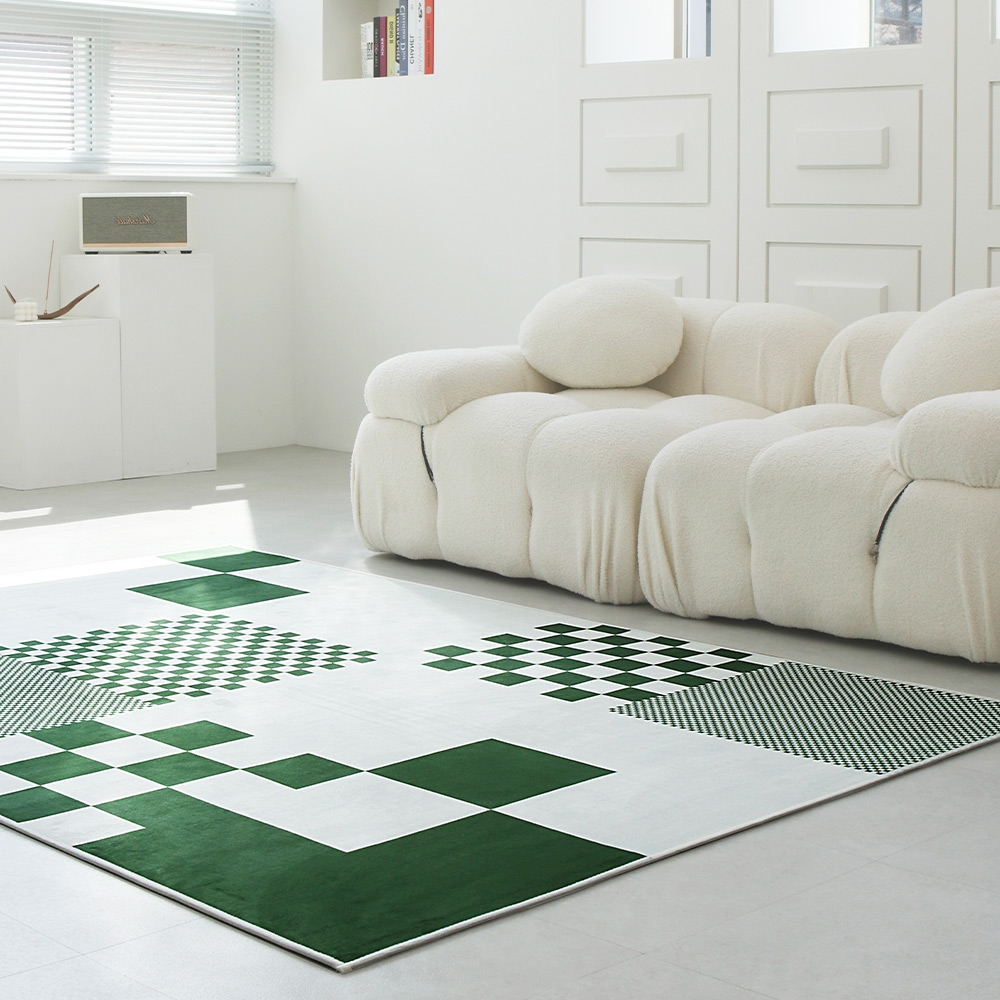 [생활발수] 패치체커보드 단모 러그 7colors